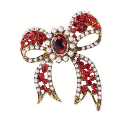 Brosche Schleife Kristall Perle Glänzend Boutique Geschenk Damen