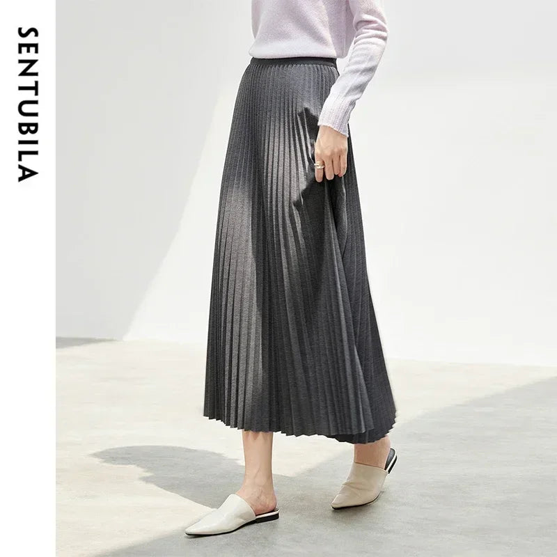 Damen Faltenrock im eleganten A-Linien Schnitt mit hoher Taille für Winter