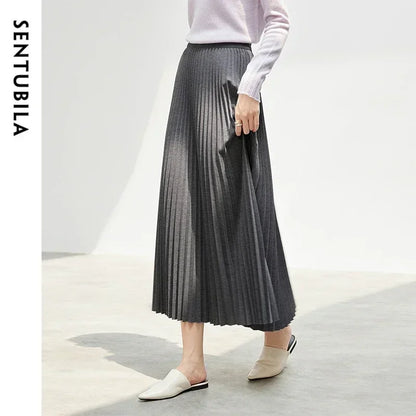 Damen Faltenrock im eleganten A-Linien Schnitt mit hoher Taille für Winter