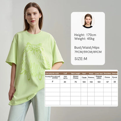 Damen T-Shirt mit Druck im lässigen Rundhals-Stil für das Büro