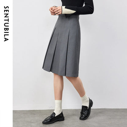 Damen Grauer Faltenrock im Adrette Stil für Frühling und Sommer