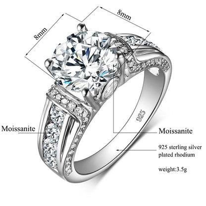 Damen-Ring Moissanit D-Farbton VVS1 2 Ct Sterlingsilber 925 Schmuckqualität Premium
