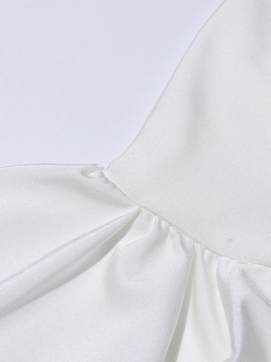 Minimalistisches A-Linien-Kleid mit U-Boot-Ausschnitt und hoher Taille – Patchwork-Design und figurbetonte Falten für Damen