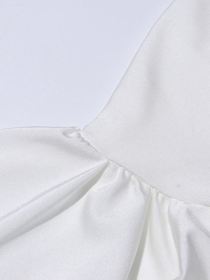 Minimalistisches A-Linien-Kleid mit U-Boot-Ausschnitt und hoher Taille – Patchwork-Design und figurbetonte Falten für Damen