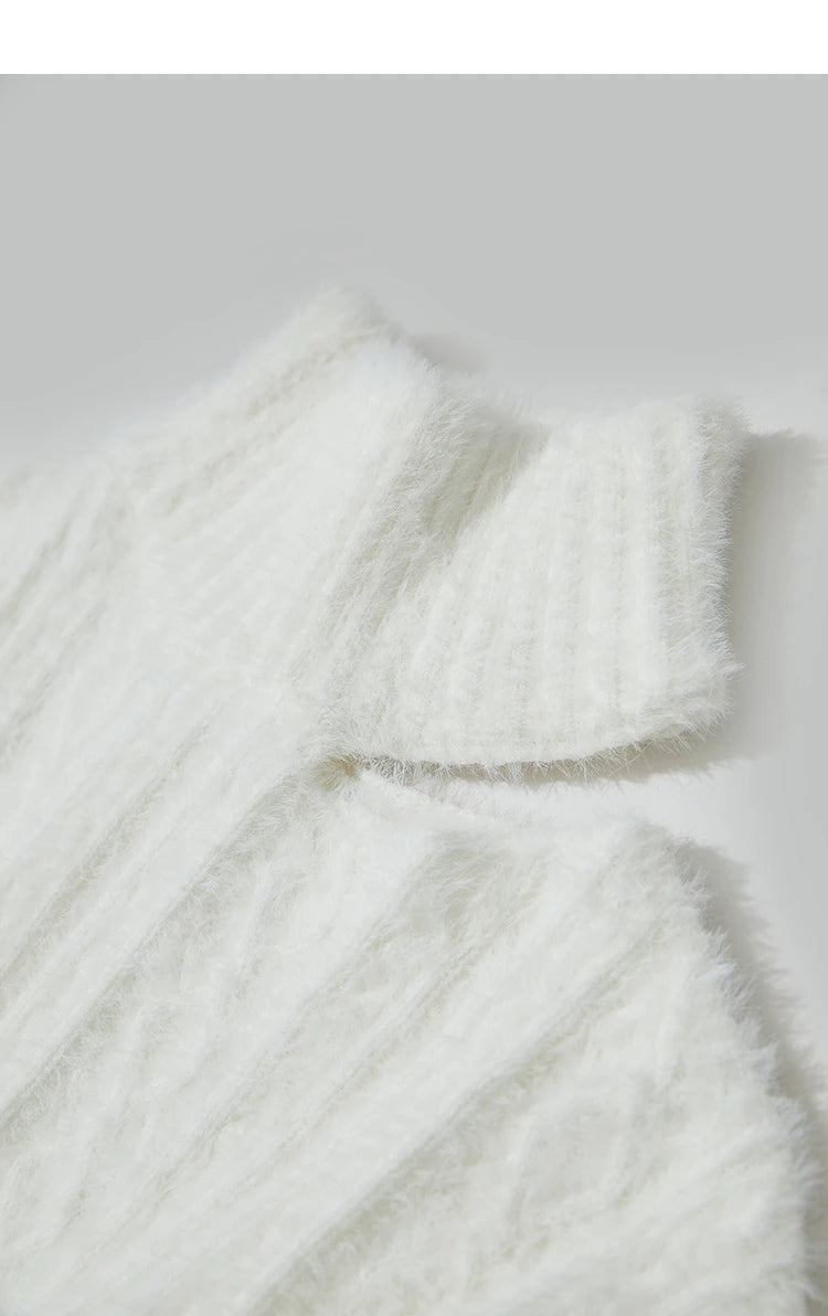 Damen-Rollkragenpullover Hohlstrick Viskose locker lang Raglan Herbst