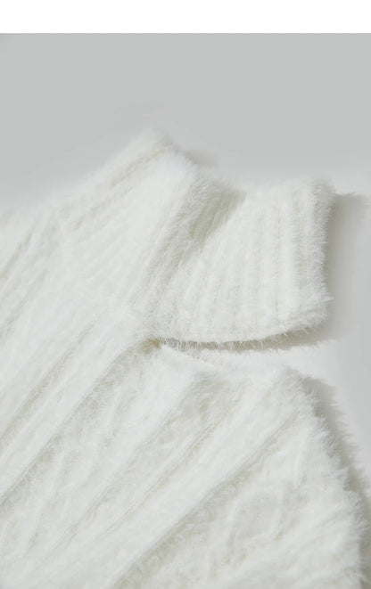 Damen-Rollkragenpullover Hohlstrick Viskose locker lang Raglan Herbst