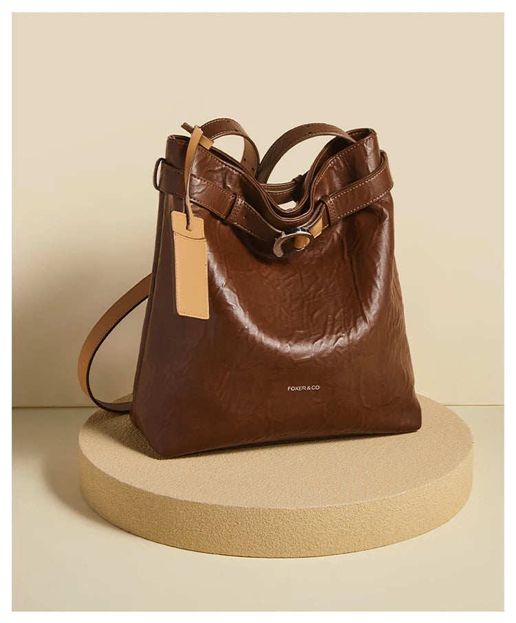 Damen Schultertasche Vintage Split-Leder mit großer Kapazität