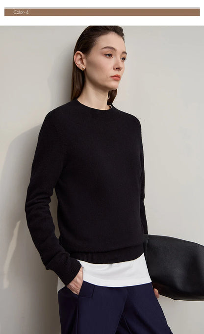 Damen-Rollkragenpullover Wolle-Kaschmir locker Herbst