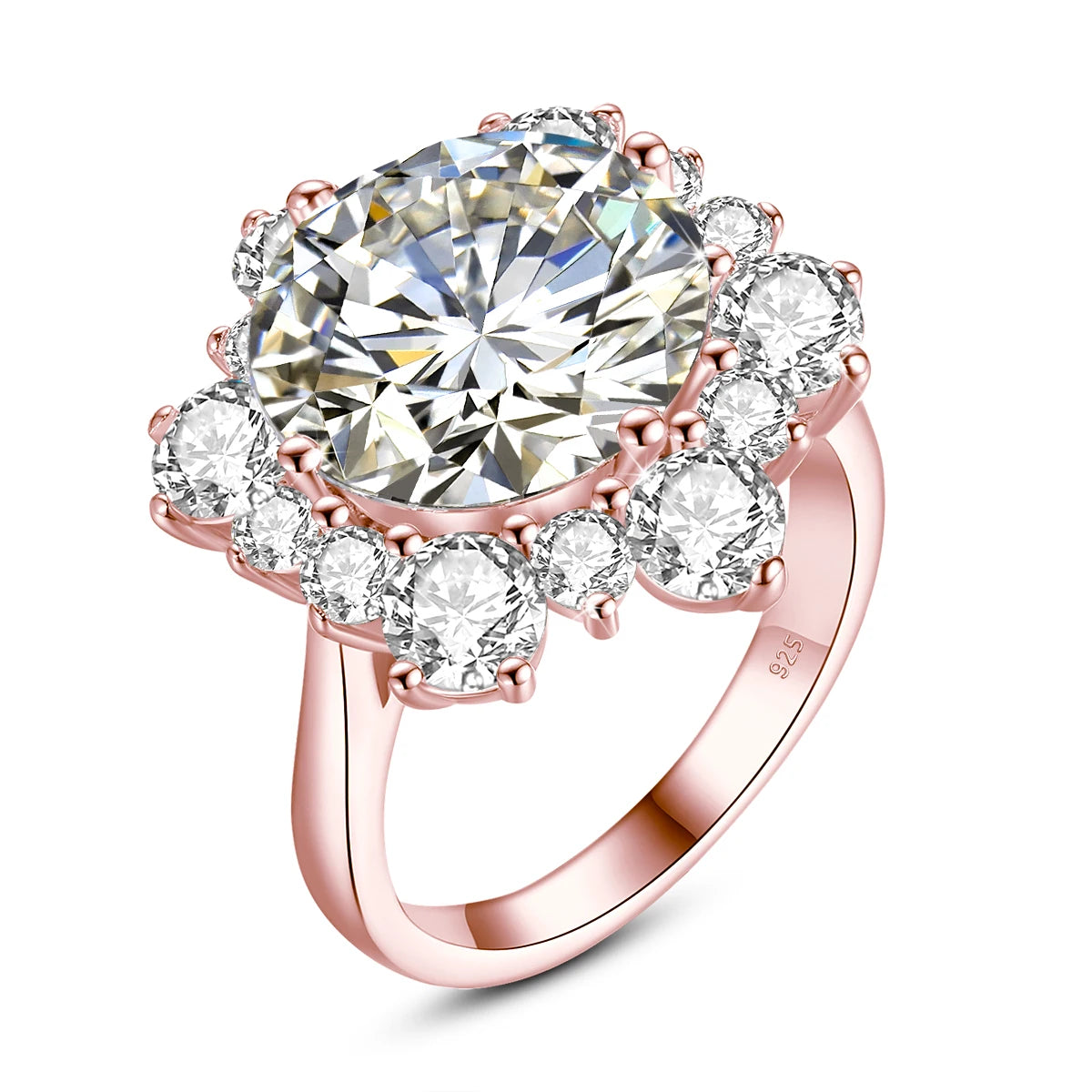 Damen-Ring Moissanit 8ct Rundschliff 13mm Zertifiziert für Verlobung oder Hochzeit