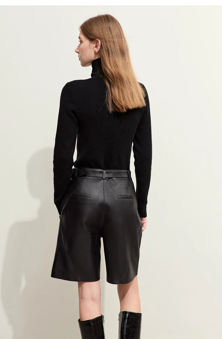 Damen-Rollkragenpullover Kaschmir-Wolle Slim Stickerei Winter