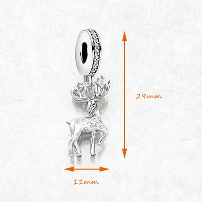 Damen-Charm-Anhänger Hirsch Elch Weihnachten Winter aus Sterlingsilber