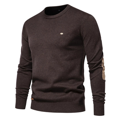 2023 neuer Herbst Baumwoll pullover für Männer o Hals Patchwork Ärmel Pullover Männer einfarbig warme Winter Herren Pullover