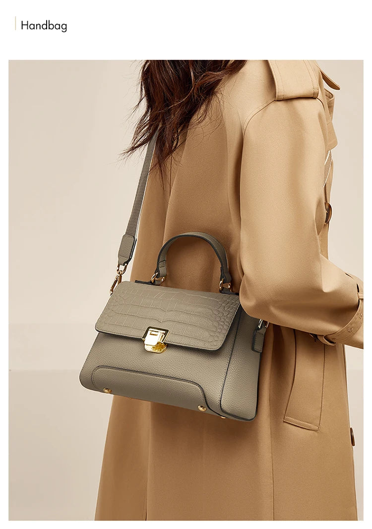 Damen Schultertasche aus Echtem Leder Simple Crossbody