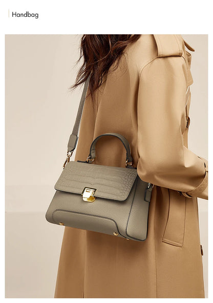 Damen Schultertasche aus Echtem Leder Simple Crossbody