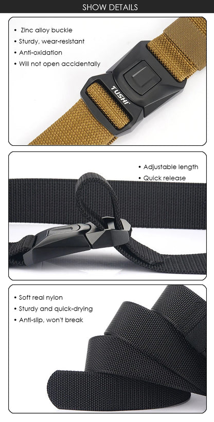 VATLY Nylon Casual Gürtel Herren Schnellverschluss Military Tactical Braun