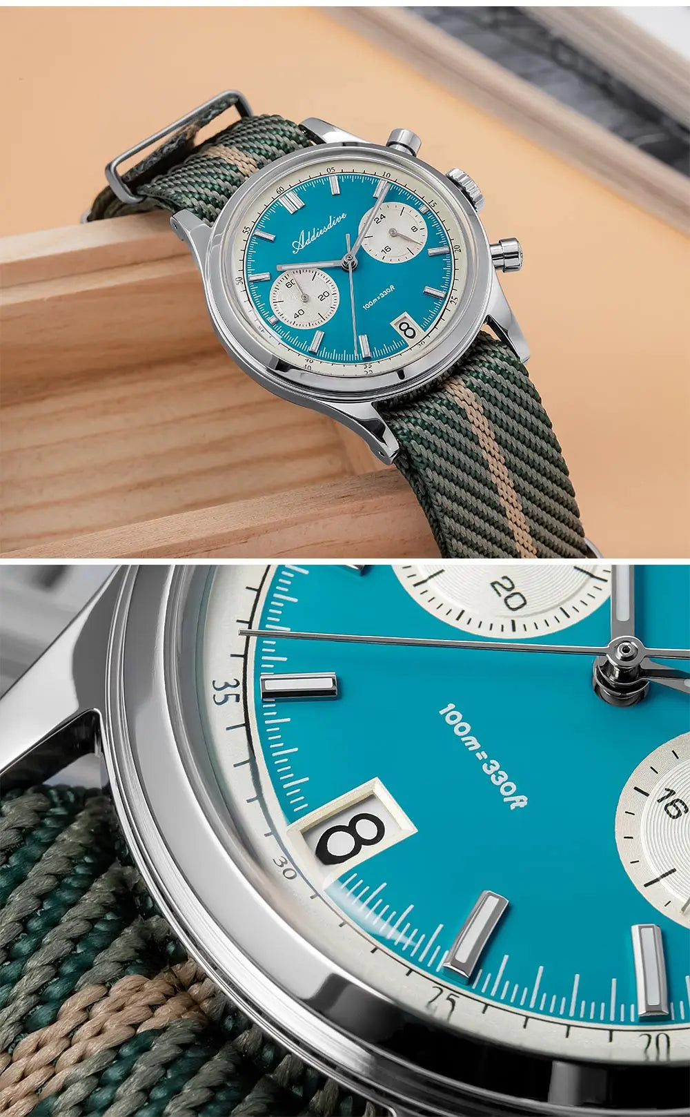 Herren-Chronograph mit Nylonarmband und Bubble-Mirror-Glas