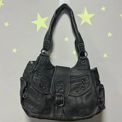Damen-Schultertasche aus PU mit Top-Griff und Mehrfachfächern, Reißverschluss, Innenfach und Mobiltelefonfach