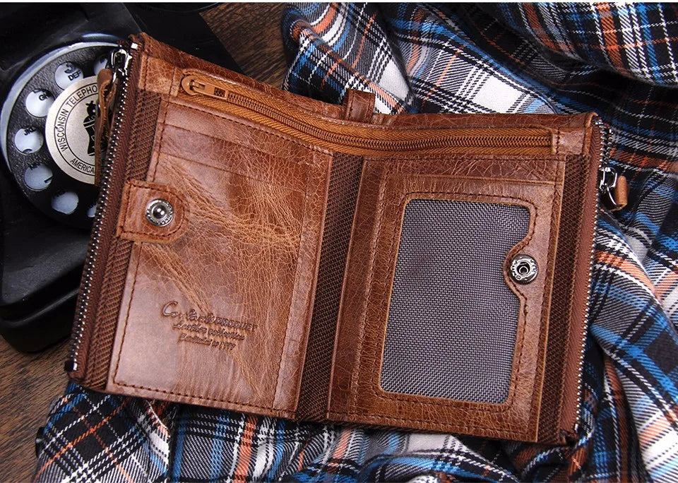 Herren Echtleder Geldbörse Reißverschluss Kartenhalter Luxus Designer Geldclip