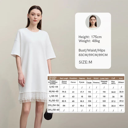 Elegant Damen Midi Kleid Aus Baumwolle Mit Spitze Und Schultereinschnitt