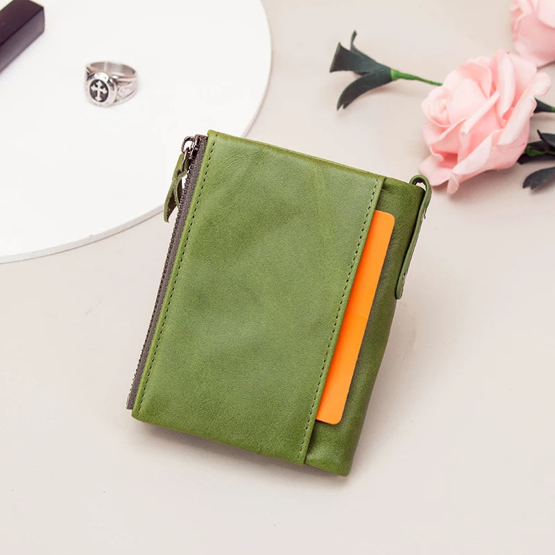 Damen Echtleder Geldbörse Bifold Vintage Portemonnaie Kartenhalter Münzbörse Geldclip