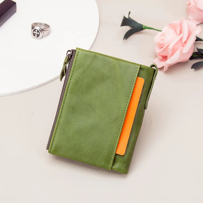 Damen Echtleder Geldbörse Bifold Vintage Portemonnaie Kartenhalter Münzbörse Geldclip
