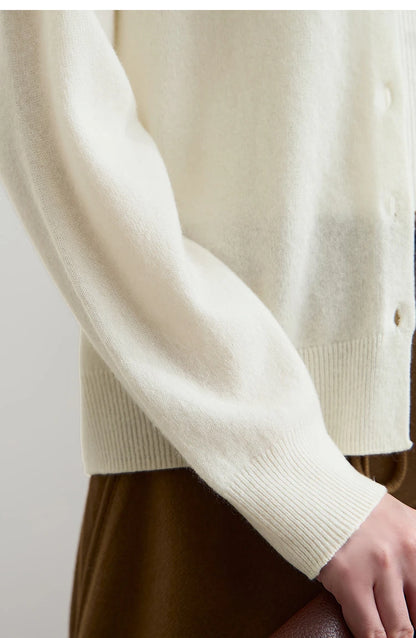 Damen-Strickjacke V-Ausschnitt Wolle lang locker Herbst-Winter