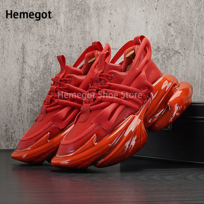 Thick-Soled Cowhide Casual Shoes for Men Inner Heightening Sports Shoes Men's Genuine Leather Shoes Black Cool Shoes New In