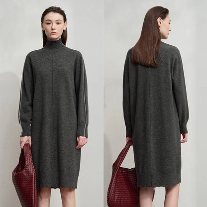 Zeitloses Rollkragen Kleid Für Damen Warme Gestrickte Passform Herbst