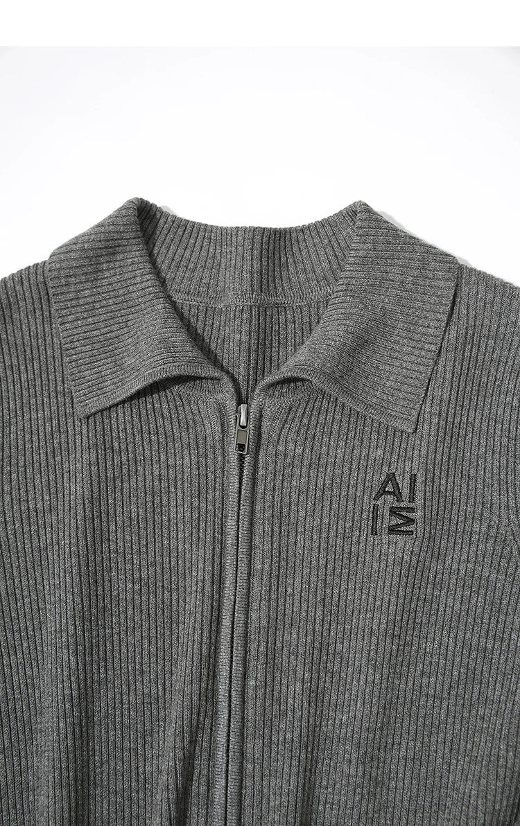 Damen-Strickjacke Buchstaben Slim Reißverschluss Wolle-Mix Herbst-Winter