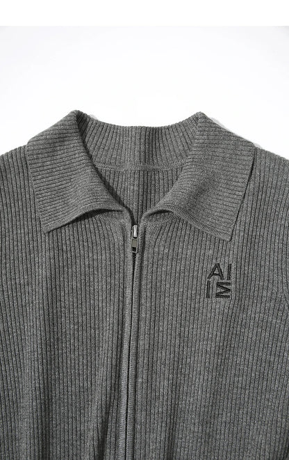 Damen-Strickjacke Buchstaben Slim Reißverschluss Wolle-Mix Herbst-Winter