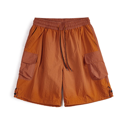 Männer Sommer Shorts aus leichtem Patchwork mit elastischer Taille in orange