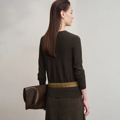 Damen V-Ausschnitt Pullover 100 % Wolle vielseitig Langarm Herbst