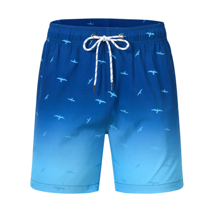 Herren-Badeshorts mit Kompressionsfutter, 2-in-1, schnelltrocknend, mit Kordelzug und Reißverschluss – ideal für den Strand.