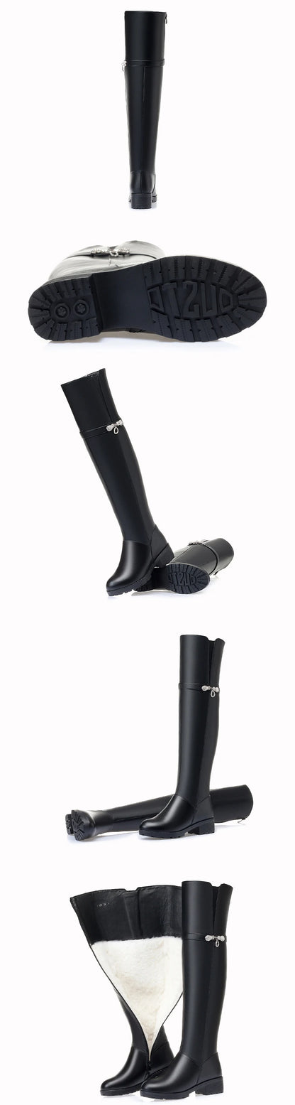 AIYUQI Winter Boots Women Knee High Long Boots Genuine Leather Waterproof Women Thigh High Boots Large size women's boots