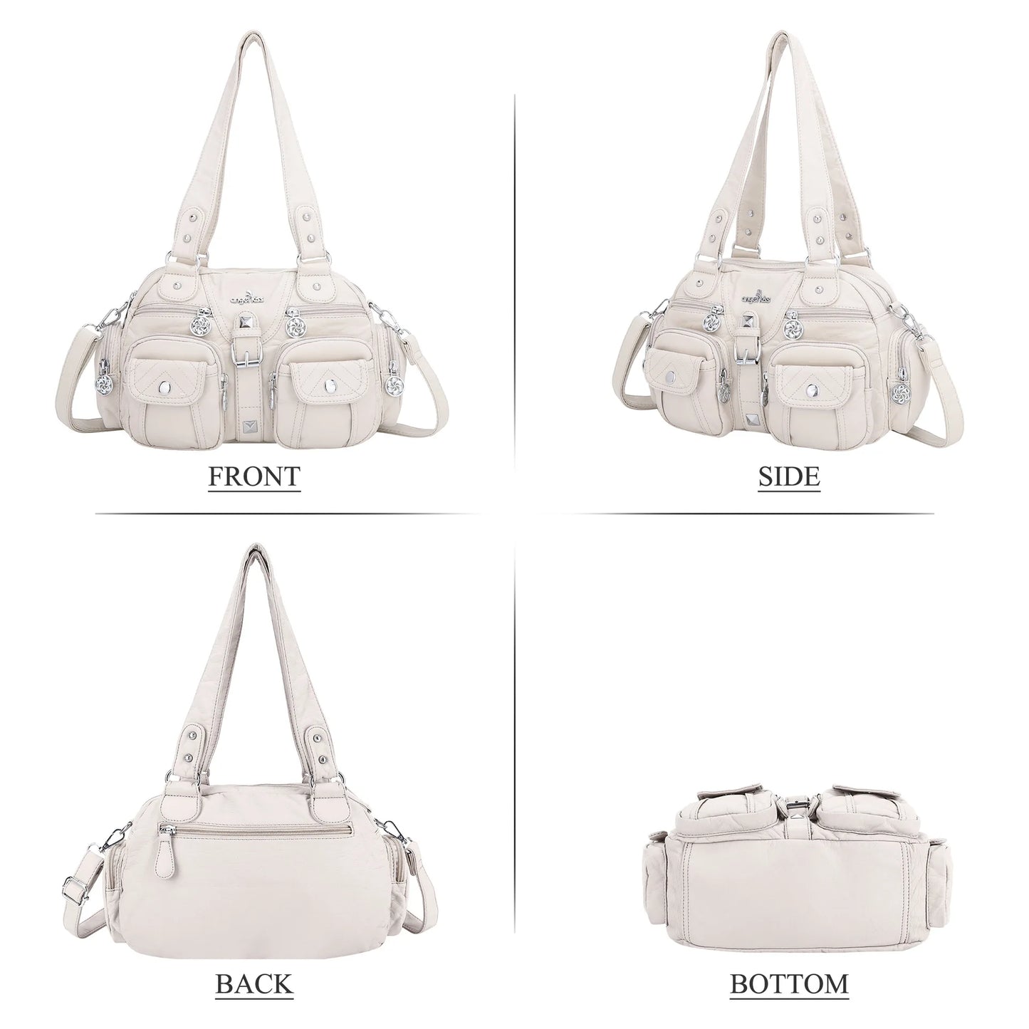 Damen-Handtasche Vintage Satchel Top-Handle Kunstleder Mit Mehreren Taschen und Innentaschen