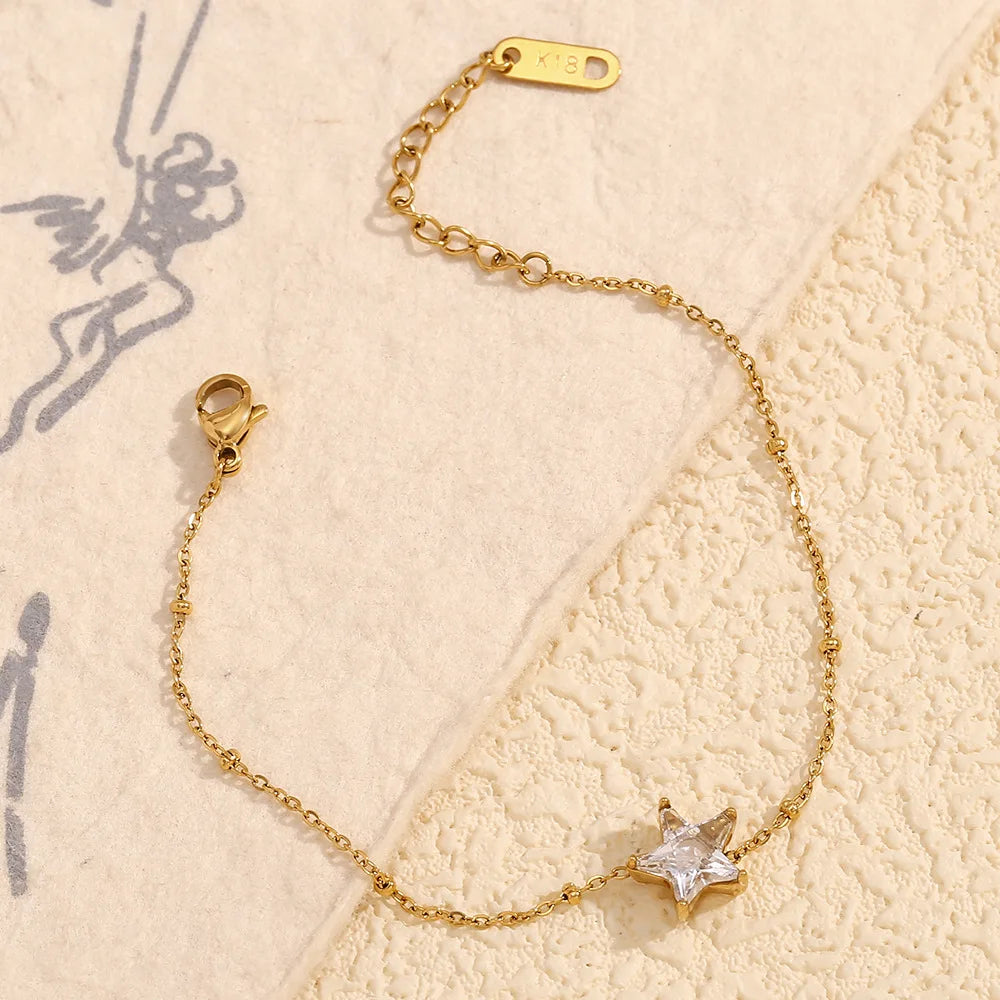 Damen-Armband mit Zirkon-Sternen aus Edelstahl