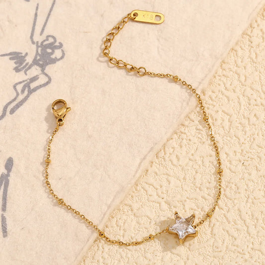 Damen-Armband mit Zirkon-Sternen aus Edelstahl