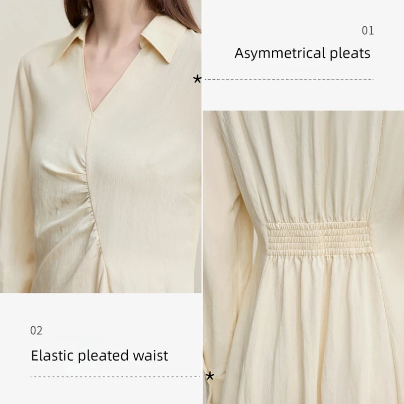 Elegantes V-Ausschnitt Damenkleid Asymmetrisch Für Reisen