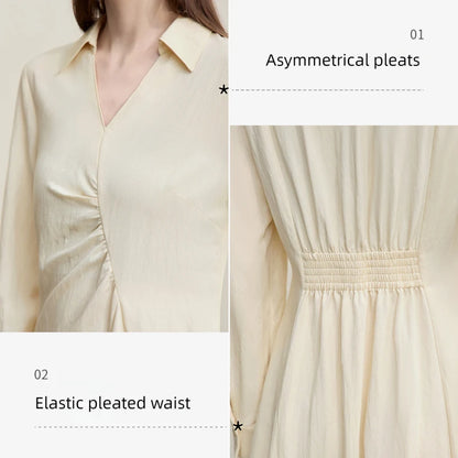 Elegantes V-Ausschnitt Damenkleid Asymmetrisch Für Reisen