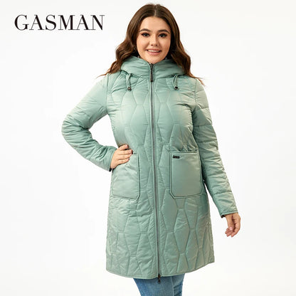 Damen-Winterjacke in großen Größen mit Kapuze und dicker Baumwollfüllung – winddichter Parka für kalte Tage