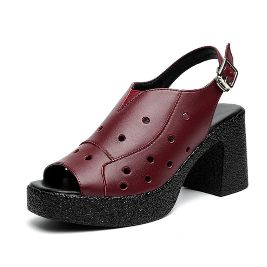 AIYUQI Damen-High-Heels-Sandalen aus echtem Leder, 2025, neue Plattform, weibliche Sommersandalen, Fischmaul-Sandalen für Damen