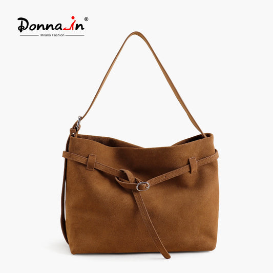 Tote-Tasche aus Echt Wildleder | Kaffee-Braun, Viel Platz