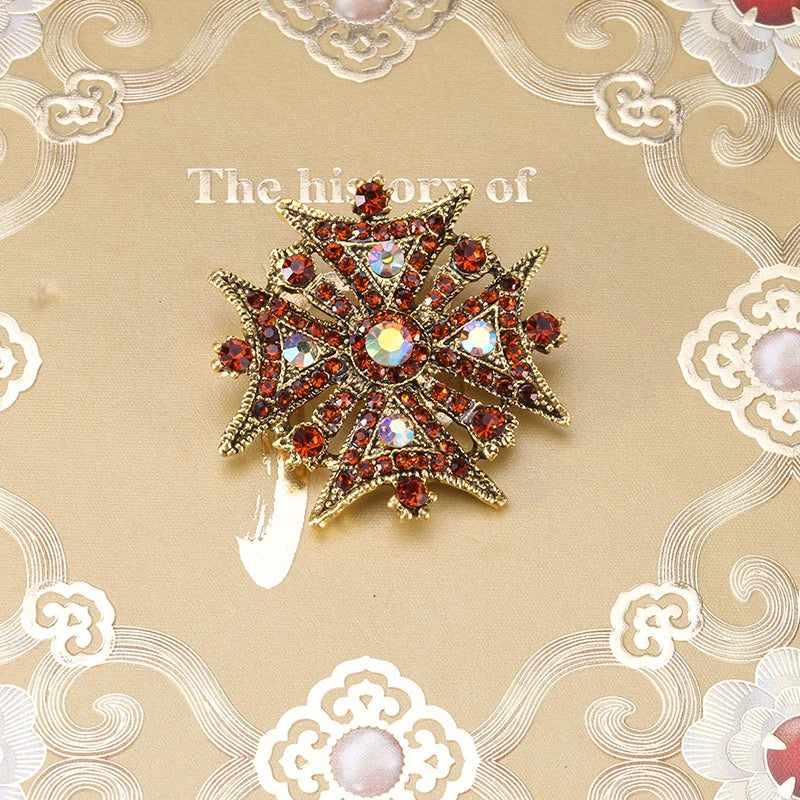 Brosche Kreuz Perle Strass Barock Vintage Luxus Hochzeit Party Damen