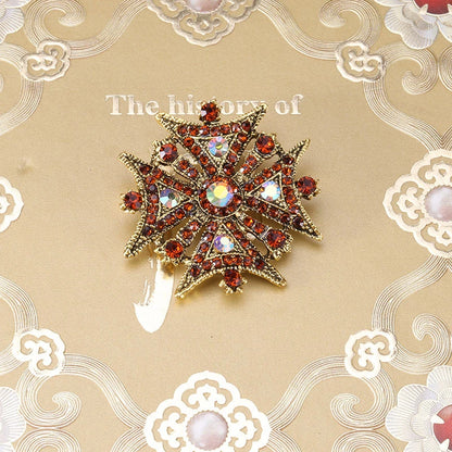 Brosche Kreuz Perle Strass Barock Vintage Luxus Hochzeit Party Damen