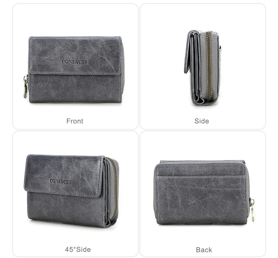Damen Echtleder Geldbörse Vintage Mode Handtasche Münzfach Geldclip Business