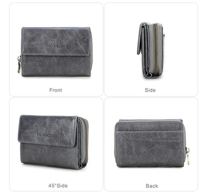 Damen Echtleder Geldbörse Vintage Mode Handtasche Münzfach Geldclip Business