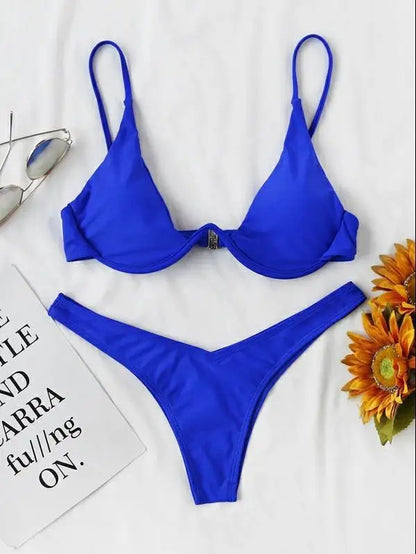 Glamouröses Pailletten-Bikini-Set mit Push-up-Effekt – Perfekt für Strand und Pool