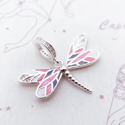 Damen-Charm-Anhänger Libelle bunt original aus Sterlingsilber