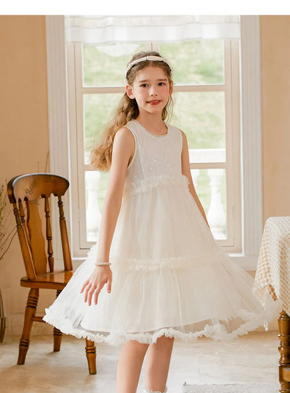 Ärmelloses Sommerkleid für Mädchen in Hellgelb – ideal für Geburtstage, Hochzeiten und festliche Anlässe