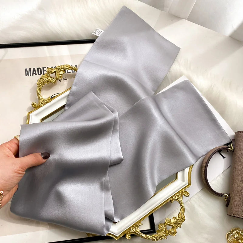 Damen Seidenschal dünn Taschenband Foulard Haarband Stirnband bedruckt B